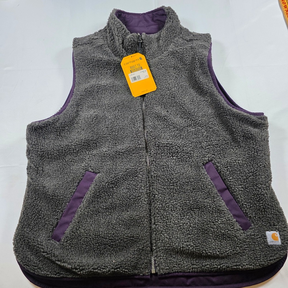 Carhartt Womens Purple Sherpa Lined Reversible Vest Rain Defender OV3907-W L - Picture 9 of 9